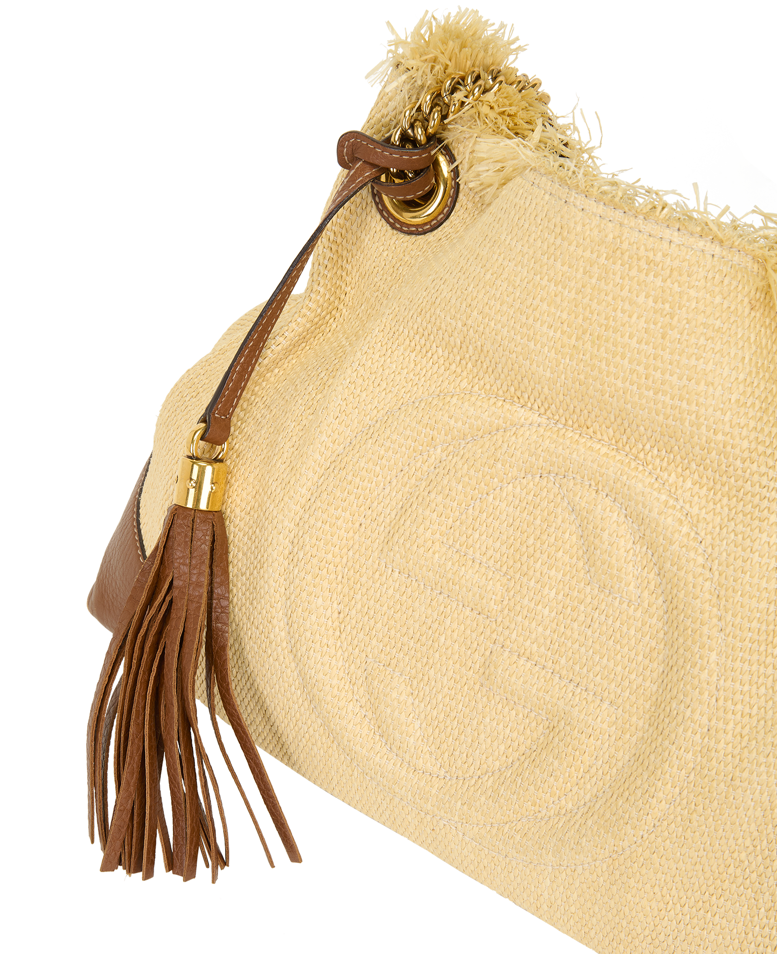 Soho Chain Shoulder Bag, &pound;750, Handbags, Beige/Brown, Leather/Straw, Other view